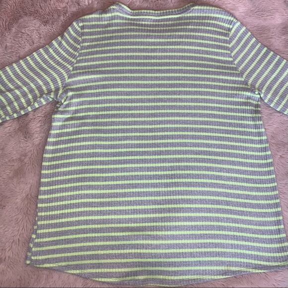 American Eagle Gray & Neon Striped Ribbed Cozy Soft Sweater Large - Picture 7 of 8